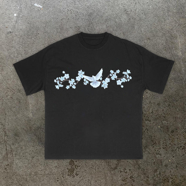 Sakura Dove Print Short Sleeve T-Shirt