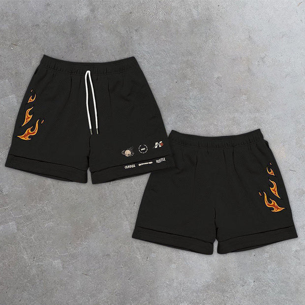 Casual street rap festival print two-piece set