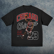 Chicago casual street basketball flying man T-shirt