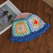 Retro hollow mosaic Zuma hand-woven colorful knitted hat