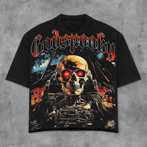 Personalized Skull Print Short Sleeve T-Shirt