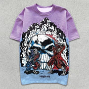 Skull Print Gradient Short Sleeve T-Shirt