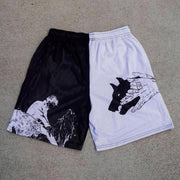 Divine Dogs Print Mesh Drawstring Shorts