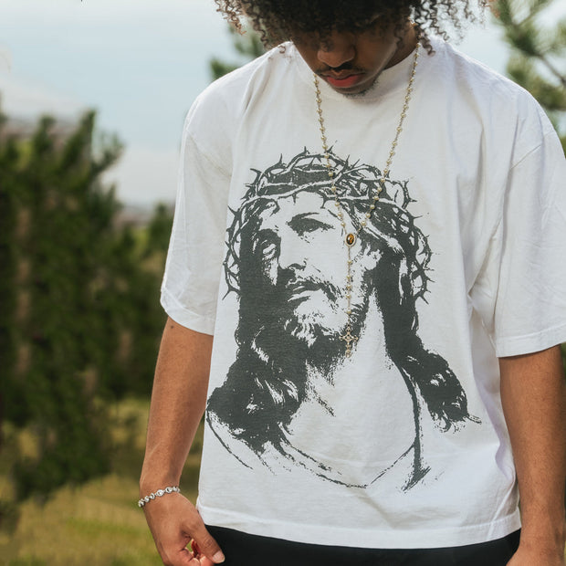 Jesus Printed Casual Street Cotton T-Shirt