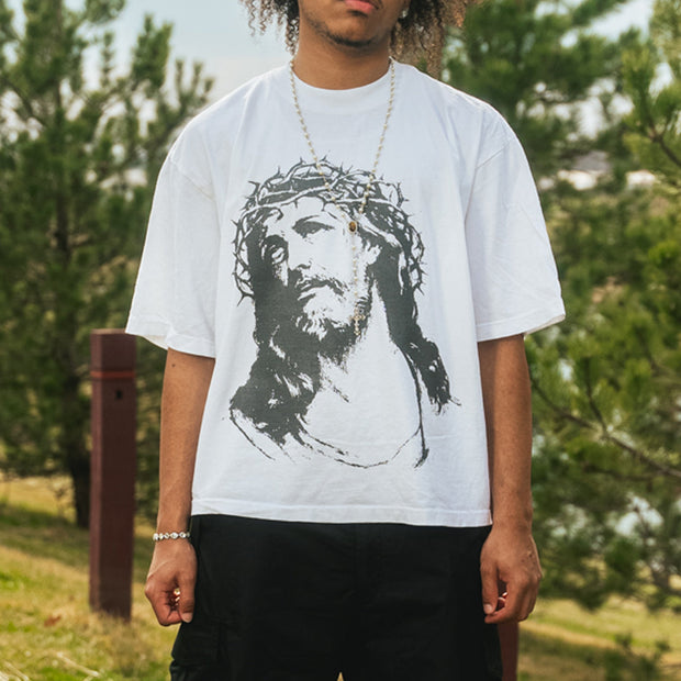 Jesus Printed Casual Street Cotton T-Shirt