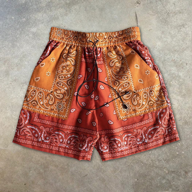 Orange print street shorts