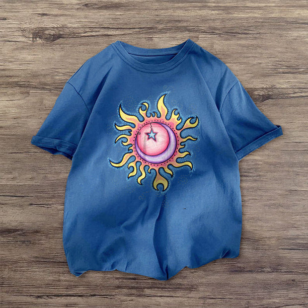 Street style retro round neck short-sleeved T-shirt