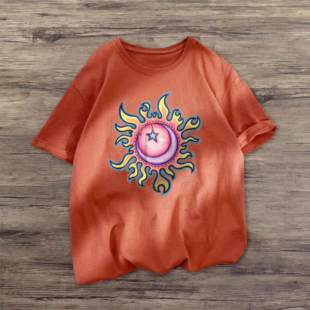 Street style retro round neck short-sleeved T-shirt