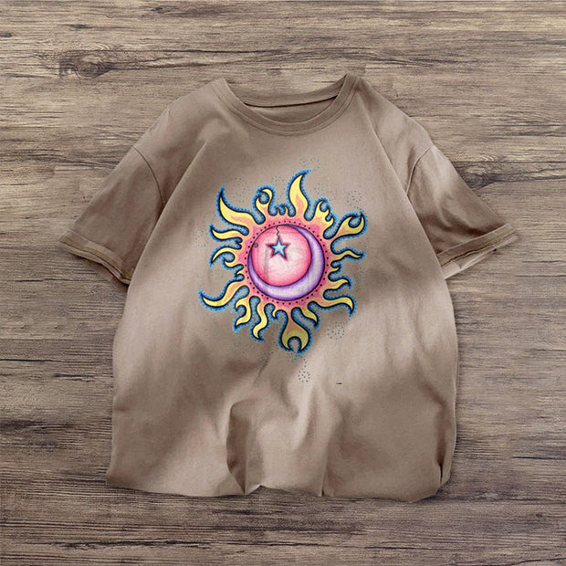 Street style retro round neck short-sleeved T-shirt