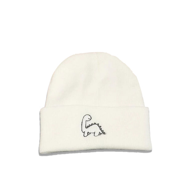 Cute embroidery dinosaur knitted hat men's Japanese warm hat