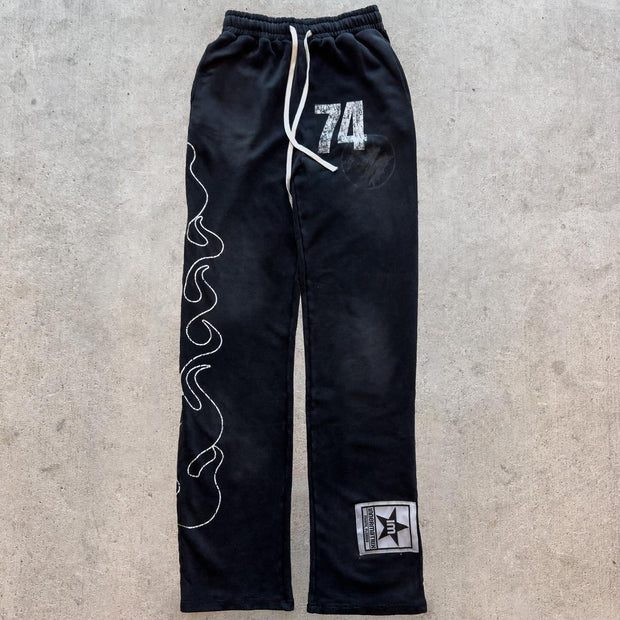 Flame Casual Street Vintage Sweat Pants