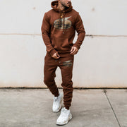 Preppy Casual Fashion Printed Hooded Long Sleeve Sweatshirt Set