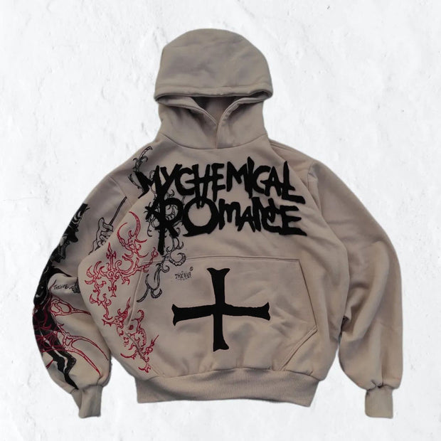 My Chemical Romance Cross Print Long Sleeve Hoodies