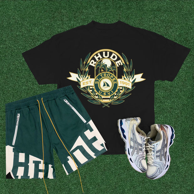 Fashion Words T-shirt Shorts Print Two-Piece Set
