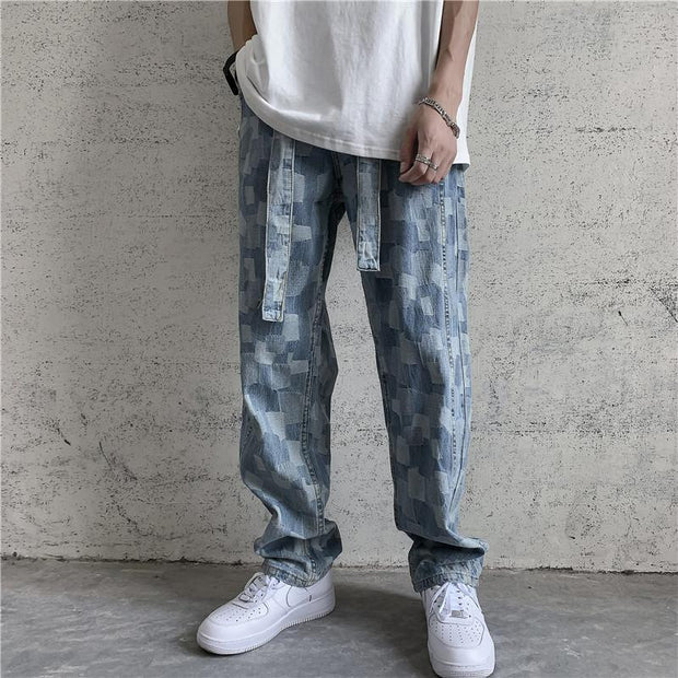 Jeans men's straight loose loose straight wide leg daddy pants