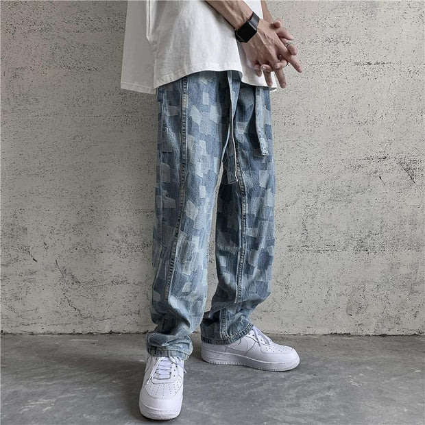 Jeans men's straight loose loose straight wide leg daddy pants