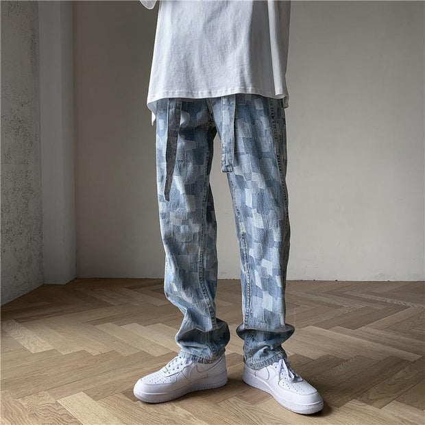 Jeans men's straight loose loose straight wide leg daddy pants
