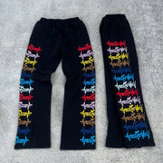 Casual patchwork printed trousers