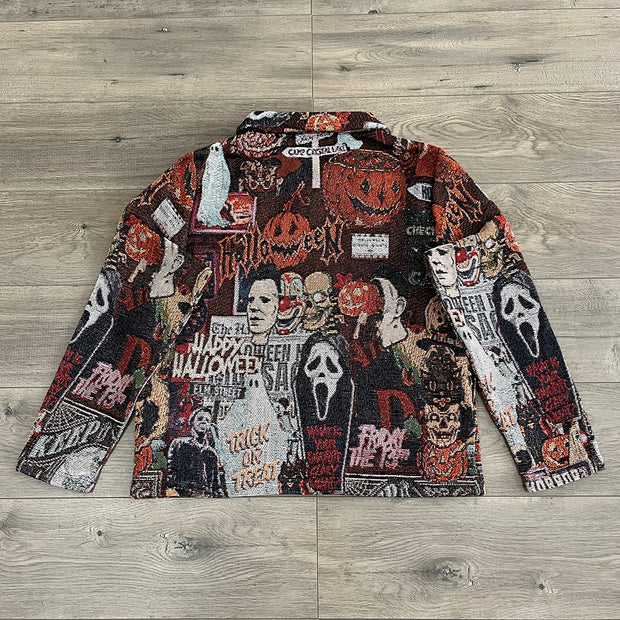 Halloween Print Long Sleeve Zipped Jacket