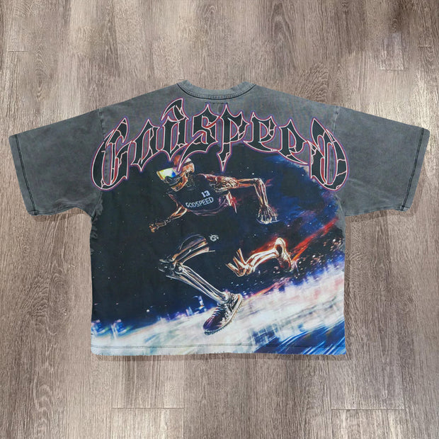 Starry Sky Print Short Sleeve T-Shirt