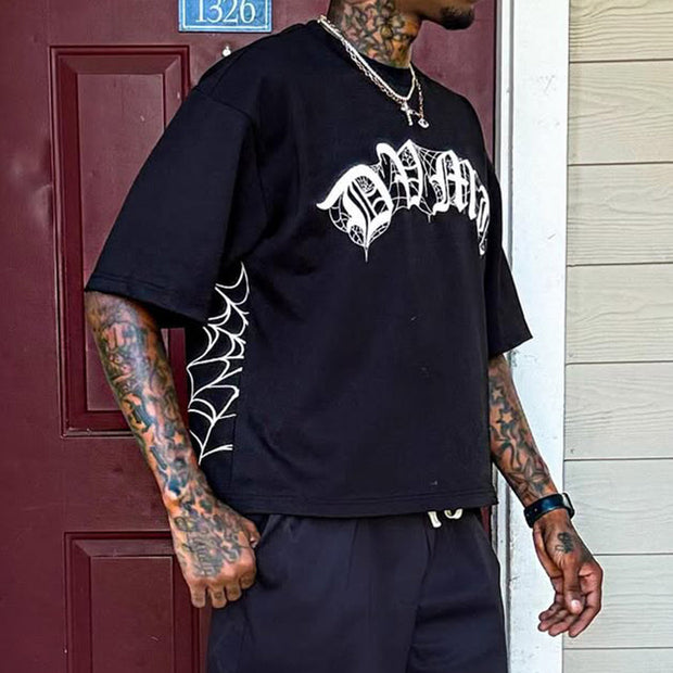 No.18 Spider Web Print Short Sleeve T-Shirt