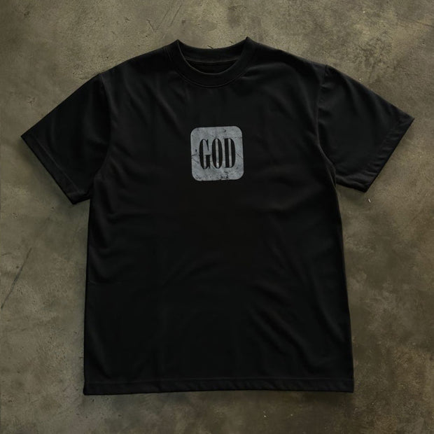 God Pray Play Print Short Sleeve T-Shirt