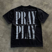 God Pray Play Print Short Sleeve T-Shirt