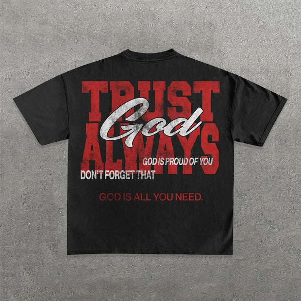 Trust God Always Print Short Sleeve T-Shirt