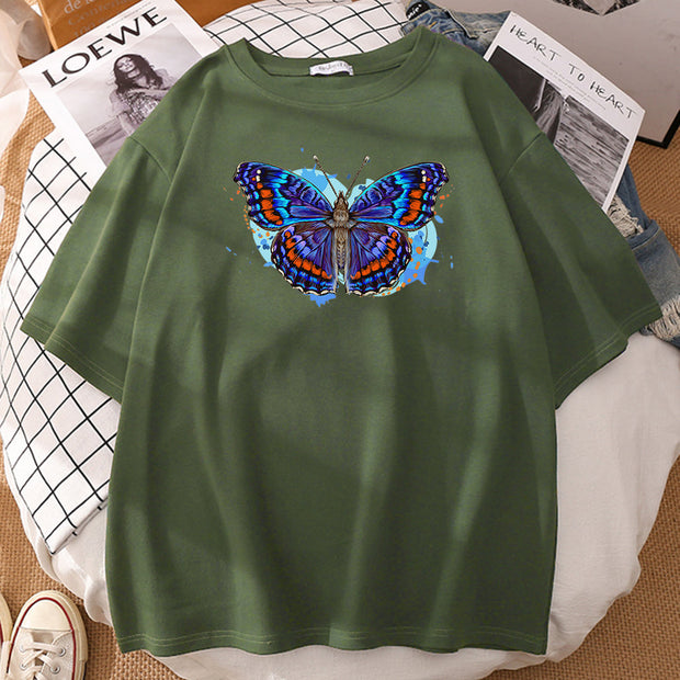 Butterfly print couple T-shirt