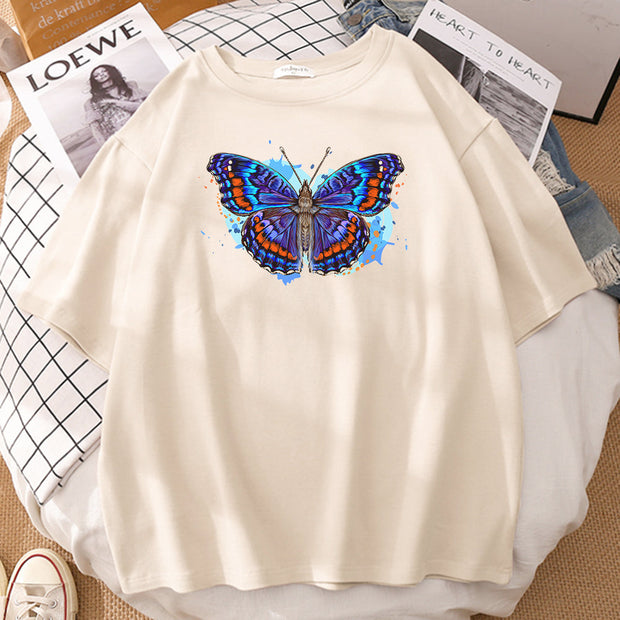 Butterfly print couple T-shirt
