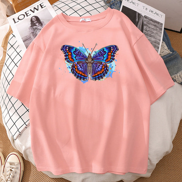 Butterfly print couple T-shirt