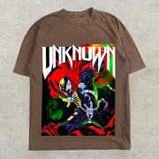 Casual round neck printed oversized short-sleeved T-shirt