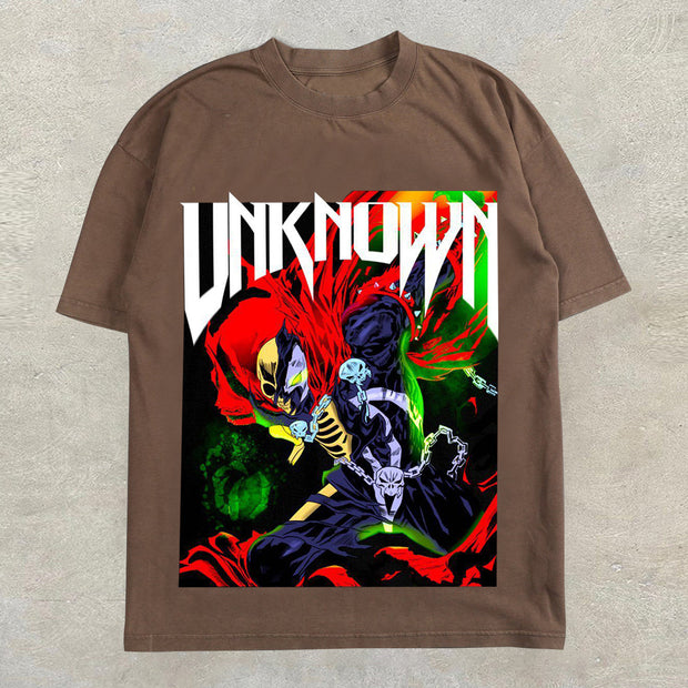 Casual round neck printed oversized short-sleeved T-shirt