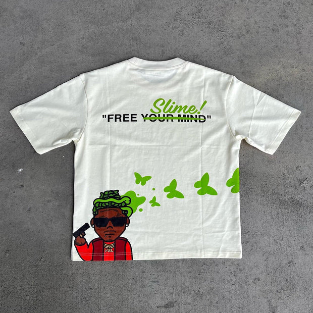Personality Free Your Mind Print Short Sleeve T-Shirt