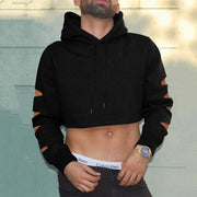 Street hole personality multi-color solid color short hooded sweater