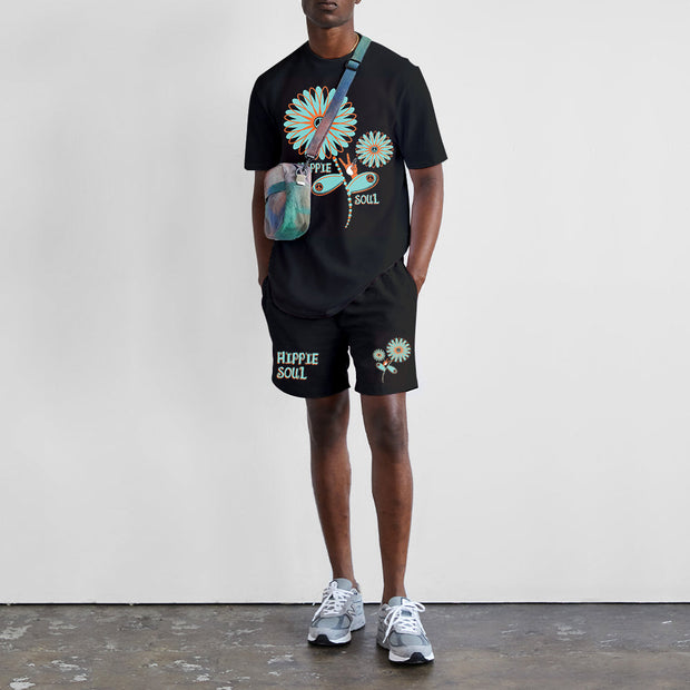 Street Fashion Fun Print Short Sleeve Two Piece