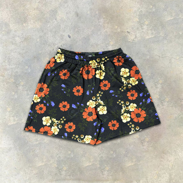 floral all-over elastic shorts