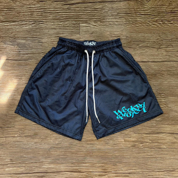 letter print sports stretch shorts