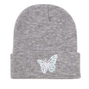 Butterfly print knit hat pullover cap go out warm woolen cap