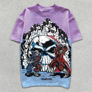 Skull Print Gradient Short Sleeve T-Shirt