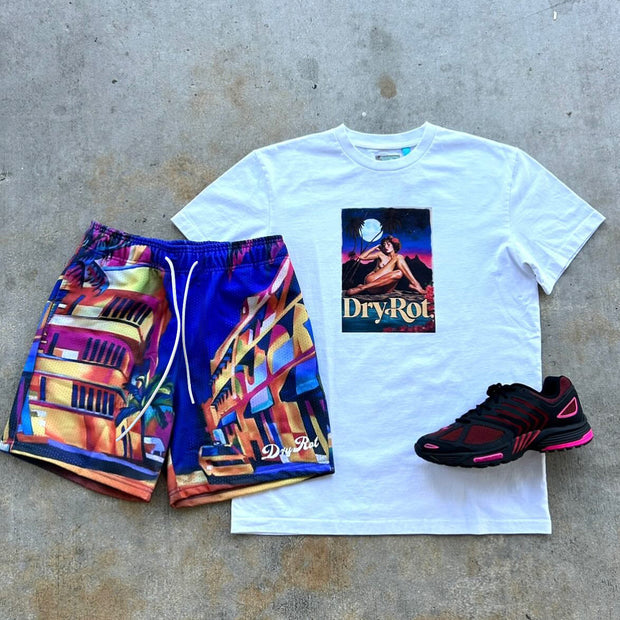 dry rot city print shorts T-shirt set