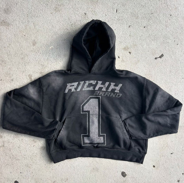 Rich No.1 Print Long Sleeve Hoodies