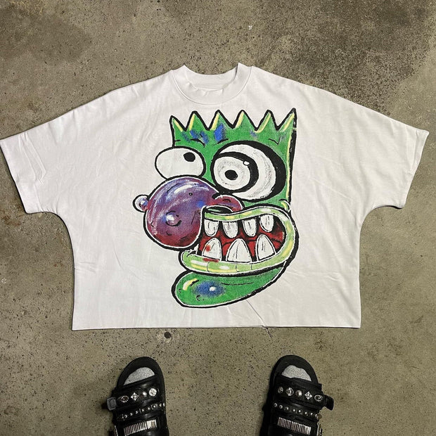 Funny Cartoon Print Short Sleeve T-Shirt