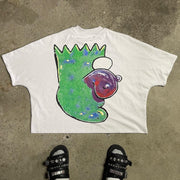 Funny Cartoon Print Short Sleeve T-Shirt