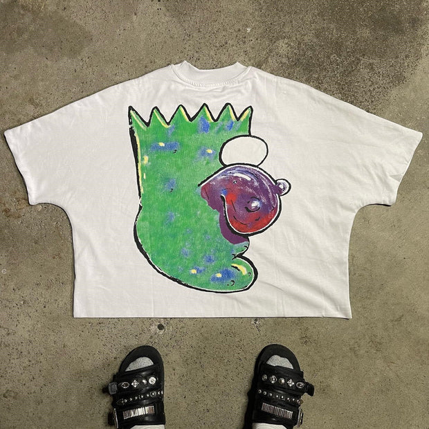 Funny Cartoon Print Short Sleeve T-Shirt