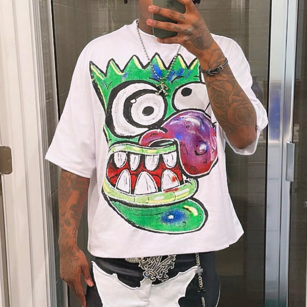 Funny Cartoon Print Short Sleeve T-Shirt