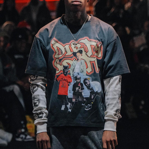 Hip-hop casual street fake two-piece long-sleeved T-shirt