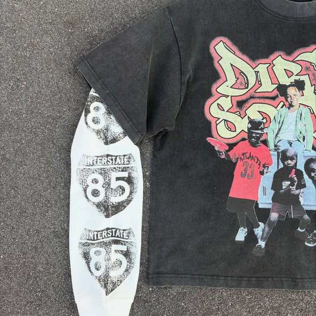 Hip-hop casual street fake two-piece long-sleeved T-shirt