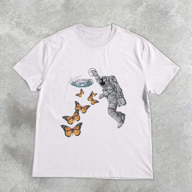 Astronaut Butterfly Vintage Short Sleeve T-Shirt