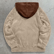 Vintage Color Block Bear Plush Hoodie